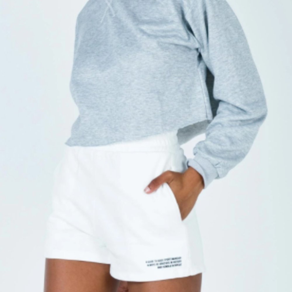 White Lounge Shorts with Text